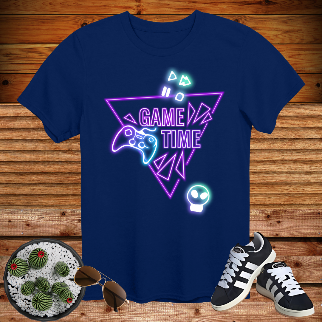 Game Time Neon Gamer T-Shirt – Cool Gaming Glow Tee