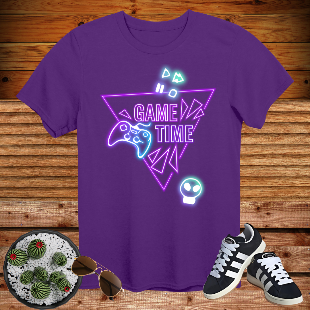 Game Time Neon Gamer T-Shirt – Cool Gaming Glow Tee