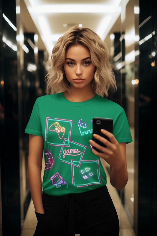 🎮 Neon Gamer Vibes – Retro Gaming Aesthetic T-Shirt