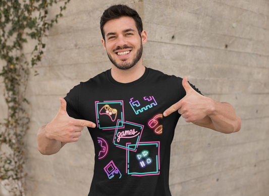 🎮 Neon Gamer Vibes – Retro Gaming Aesthetic T-Shirt