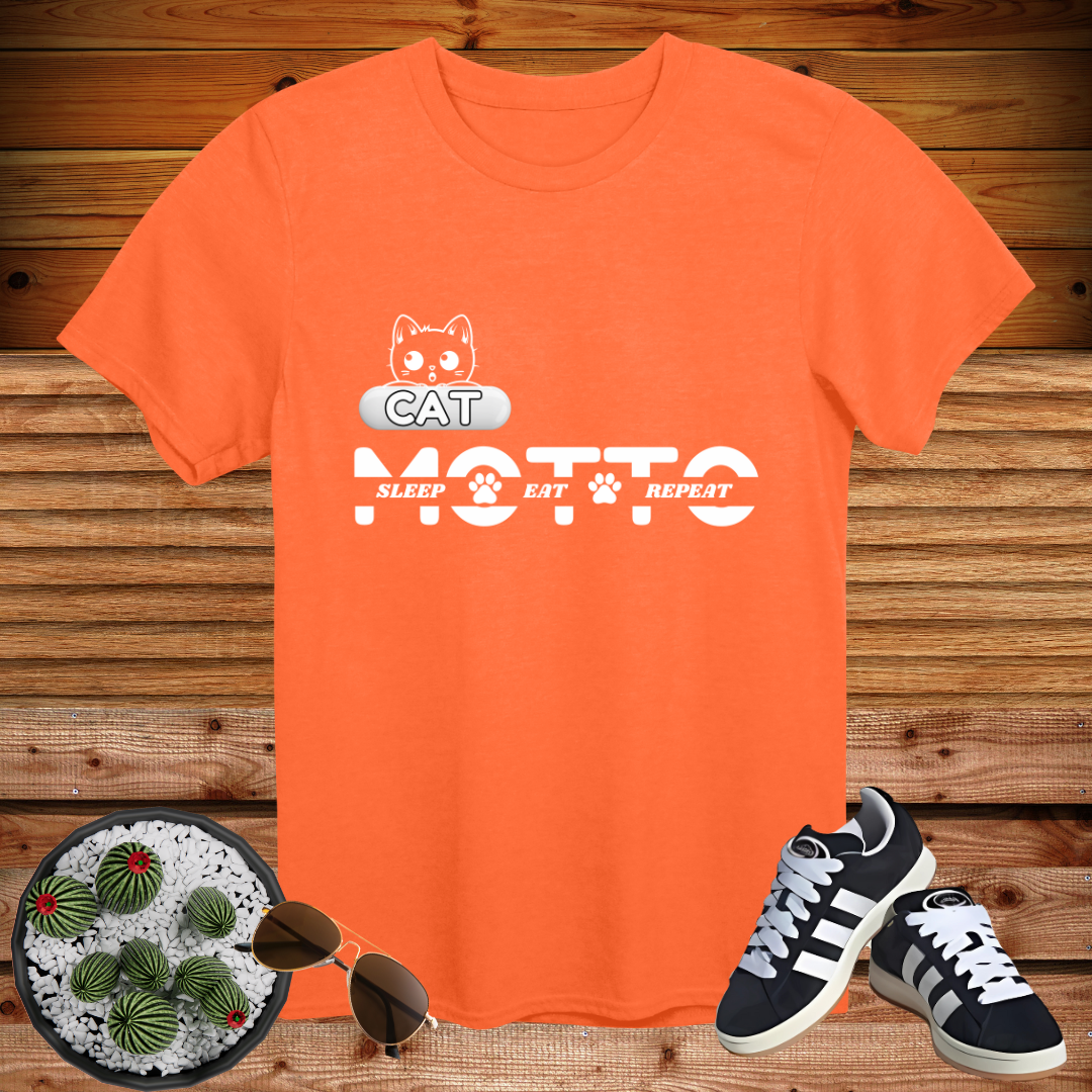 🐾 "Cat Motto: Sleep, Eat, Repeat" Funny Cat Lover T-Shirt