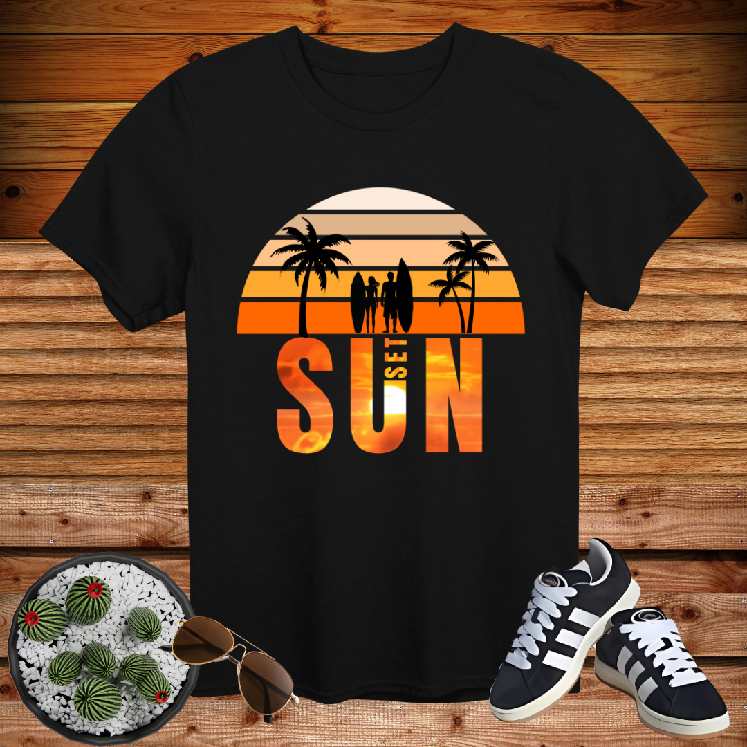 🌅 Sunset Surf Vibes - Retro Beach Surfing T-Shirt 🌊🏄