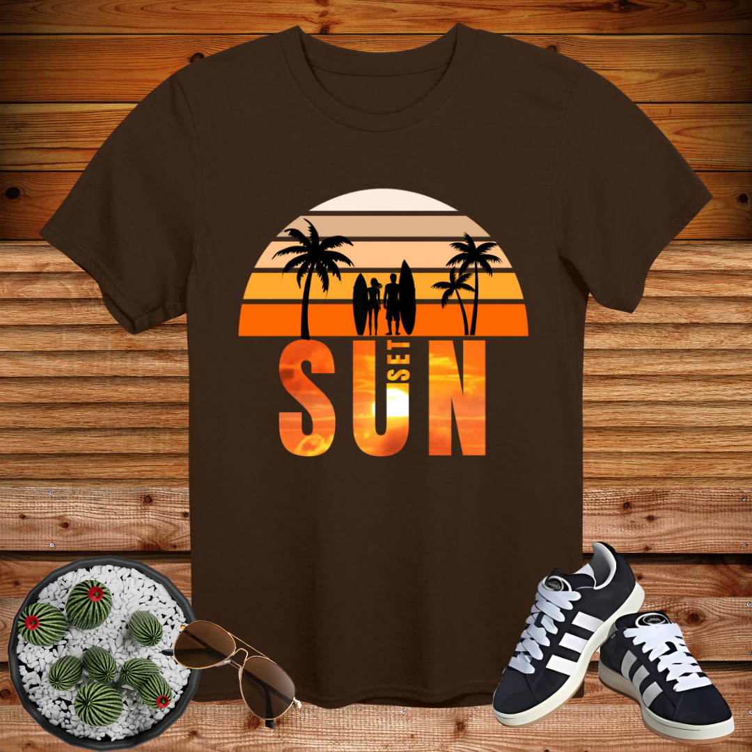 🌅 Sunset Surf Vibes - Retro Beach Surfing T-Shirt 🌊🏄