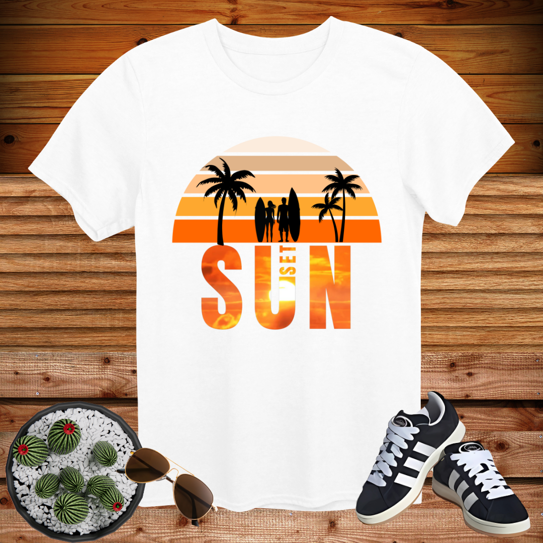 🌅 Sunset Surf Vibes - Retro Beach Surfing T-Shirt 🌊🏄