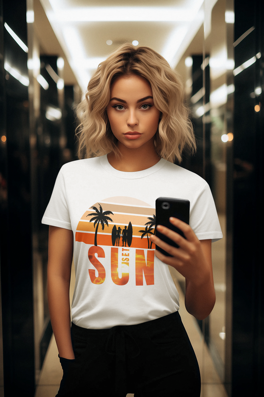 🌅 Sunset Surf Vibes - Retro Beach Surfing T-Shirt 🌊🏄